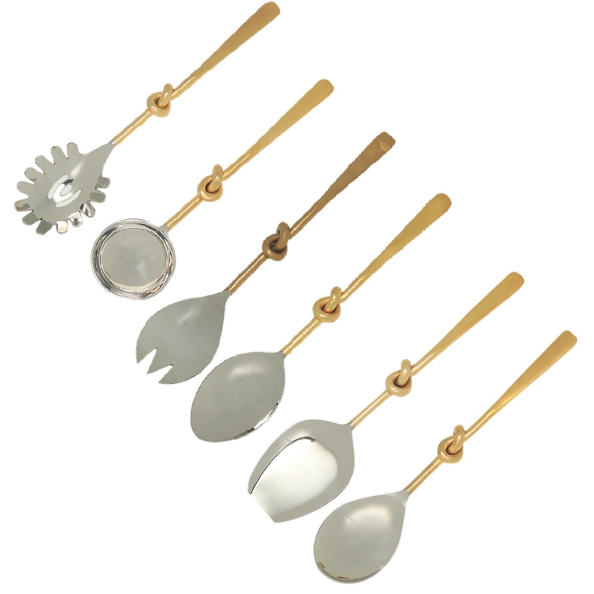 Knot Serving -  Set of six in Gold and Porcelain