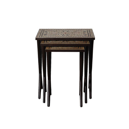 Mosaic Nest of Tables - Set of 3 in Teak Wood