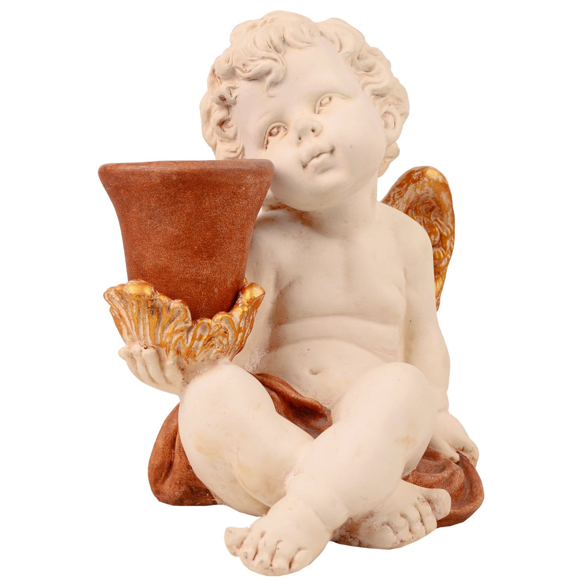 Angel With A Flower Pot - Composite Marble