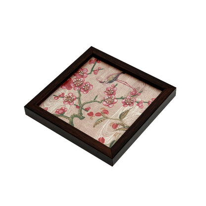Odyssey Jharokha Coaster - Beige in Wood and Glass