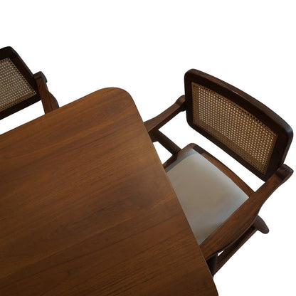 Handcrafted Dining Table - Nagpur Teak and Rattan