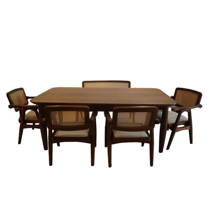 Handcrafted Dining Table - Nagpur Teak and Rattan