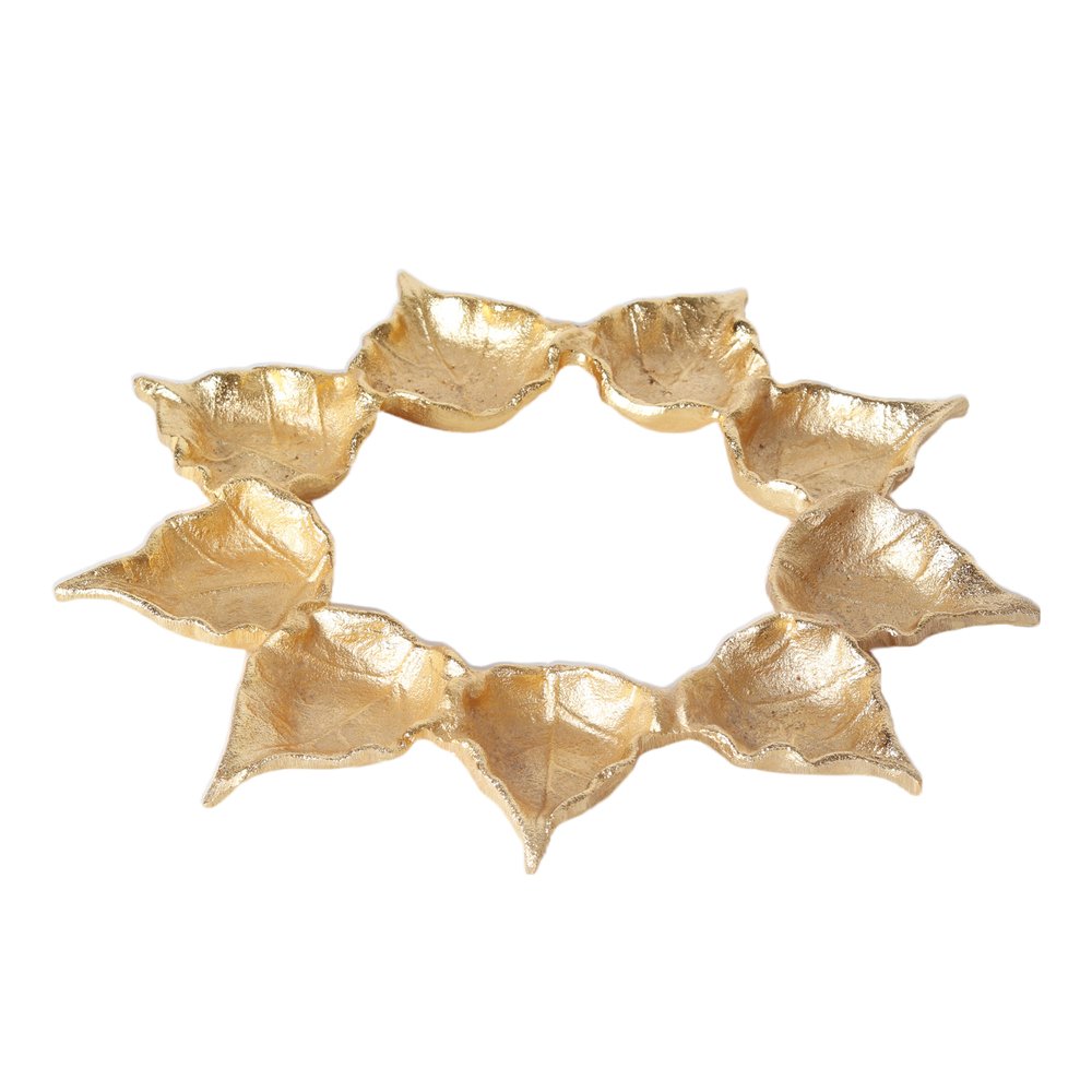 Round Diya Plate - Gold in Metal