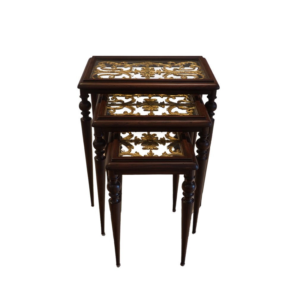Naaz Nest of Tables - Set of 3 in Teak Wood