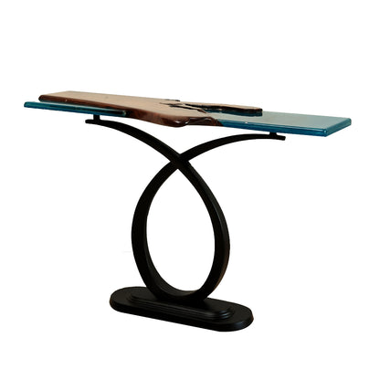 Eternal River Console- Teak Wood and Resin
