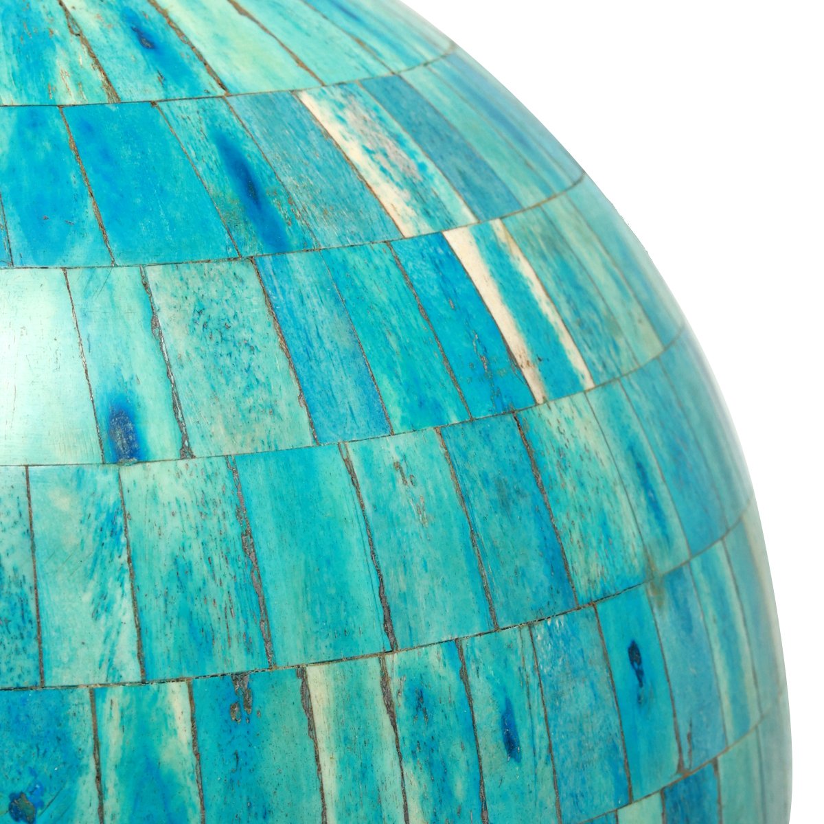Hunar Inlay Sphere -  Large Turquoise in Wood with Bone Inaly