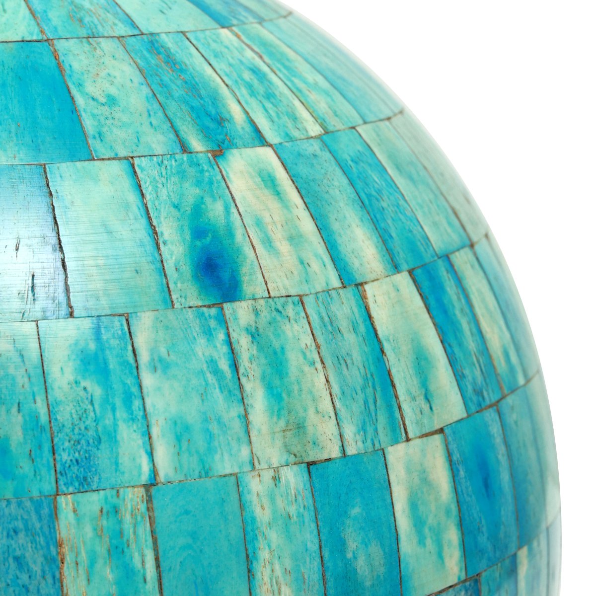 Hunar Sphere - Medium  Turquoise  in Wood with Bone Inlay