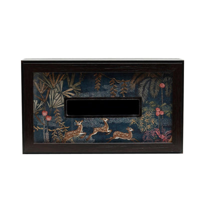 Odyssey Vanya Tissue Box Cover - Blue in Wood and Glass