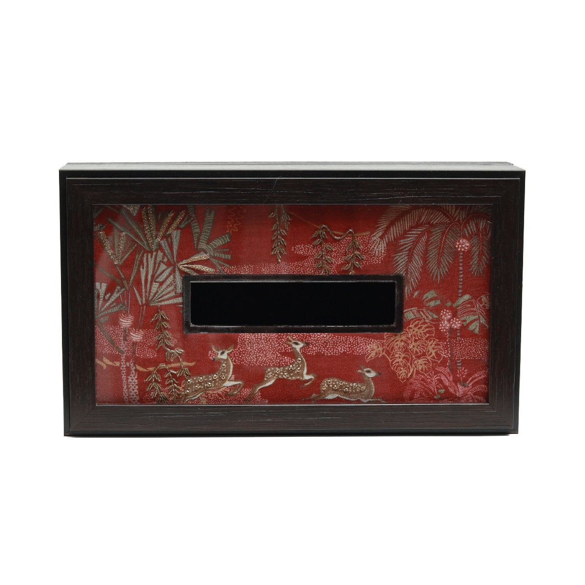 Odyssey Vanya Tissue Box Cover - Red in Wood and glass