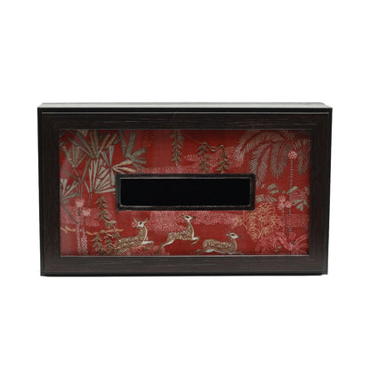 Odyssey Vanya Tissue Box Cover - Red in Wood and glass