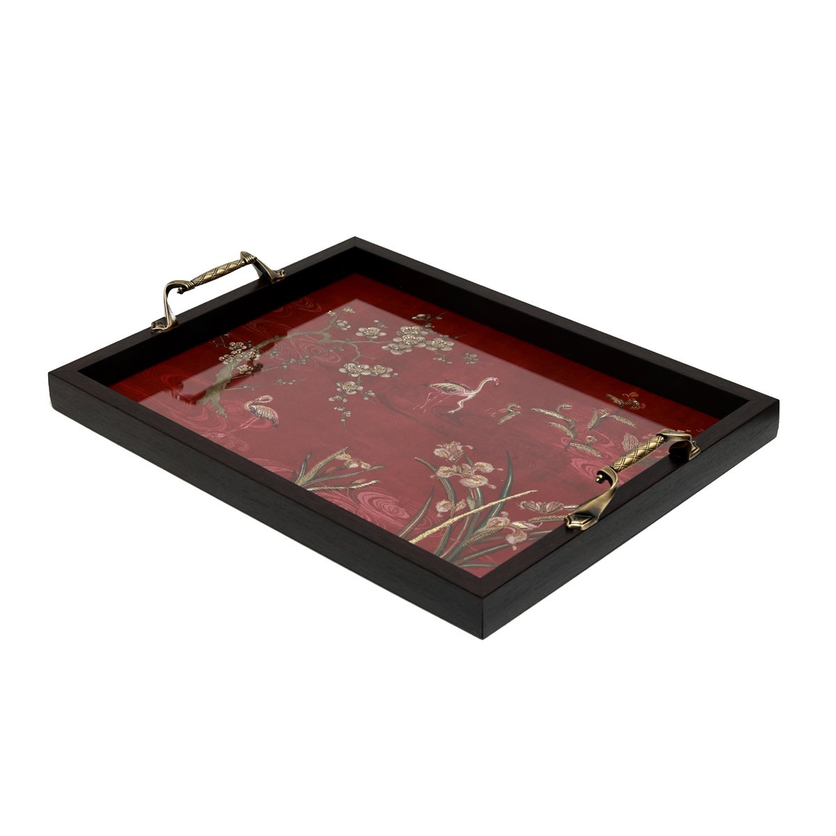 Odyssey Vanya Tray - Red Medium in Wood and Glass