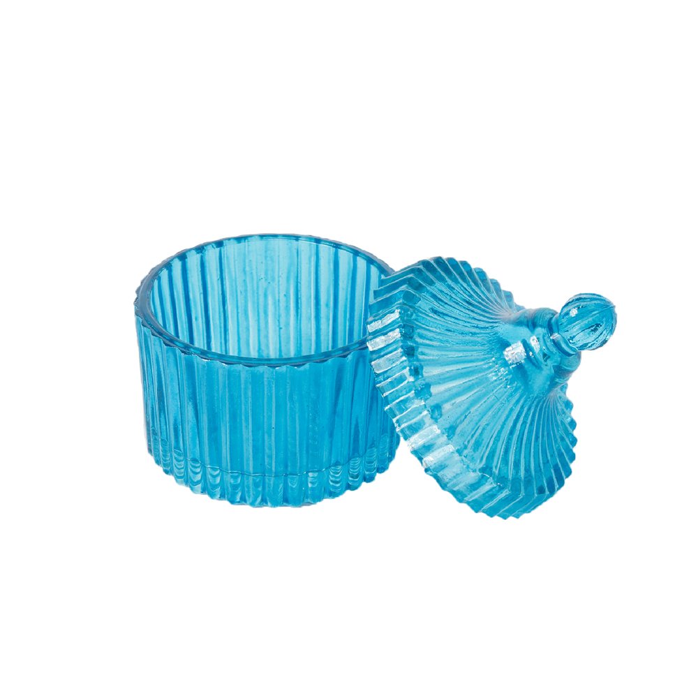 Cut Glass Votive With Lid – Blue in Glass