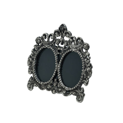 Vintage Oval Dual Frame  - Silver in Metal 3" X 4.5"