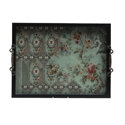 Gulposh Tray - Green in Wood and Glass