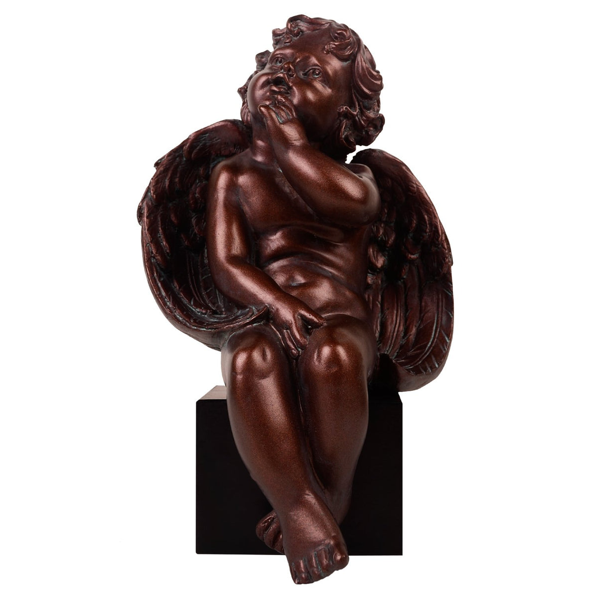 Cherub In Thought - Brown in Composite Marble