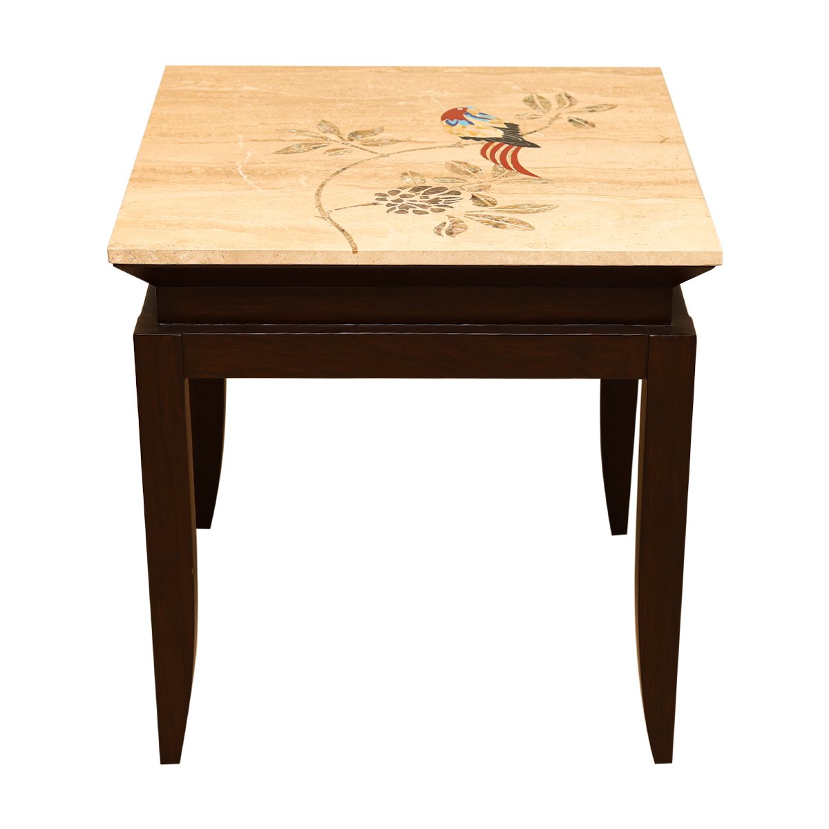 Naaz Side Table - Teak Wood and Marble