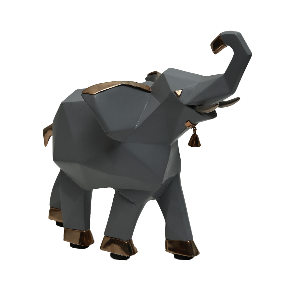 Elephant Decorative - Grey with  Gold Accents in Resin
