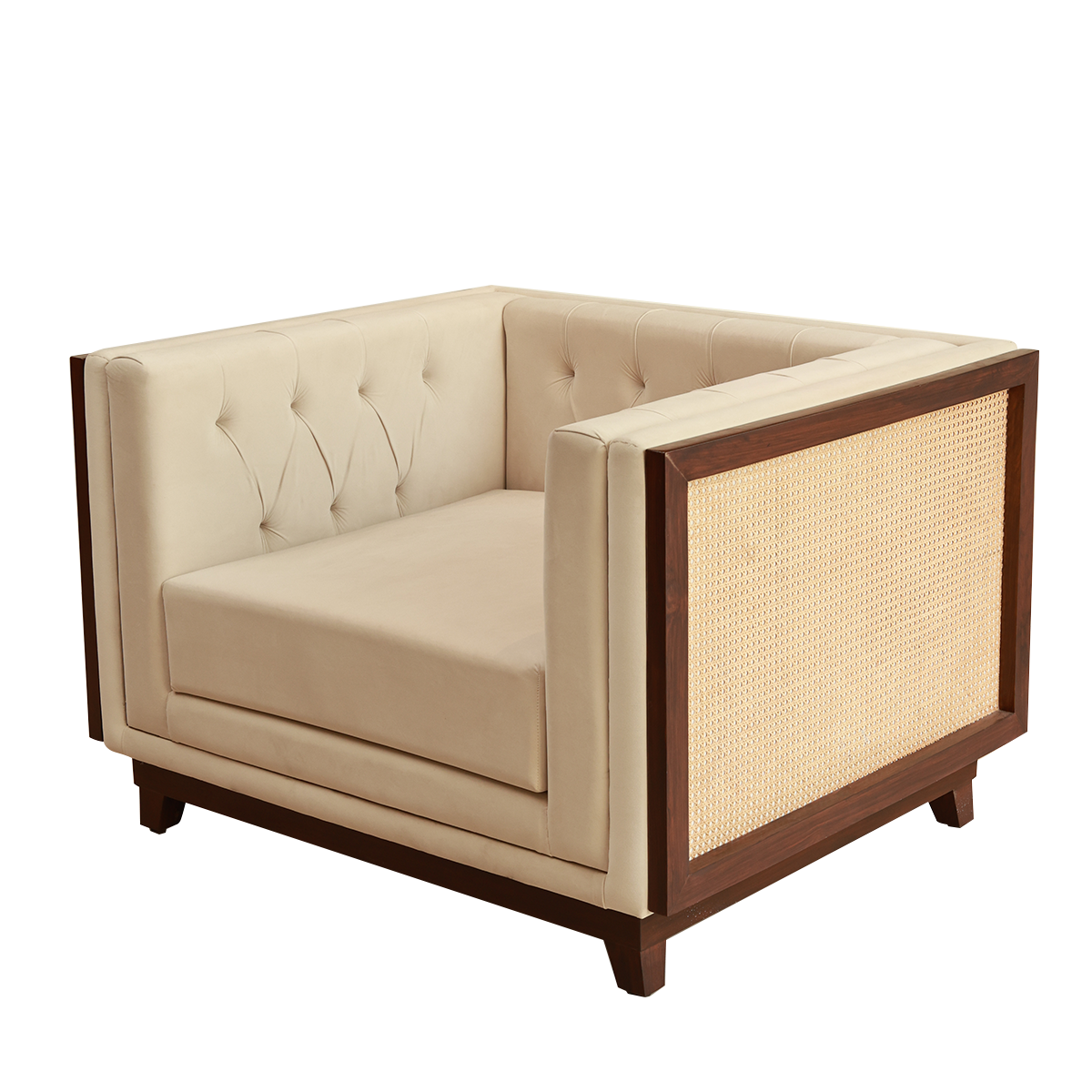 Lawson Sofa - Single Seater in Teak Wood and Rattan