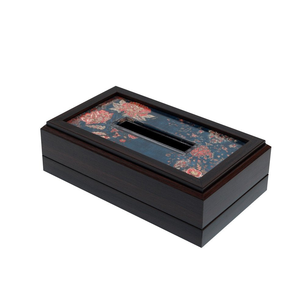 Gulposh Tissue Box Cover - Blue in Wood and Glass