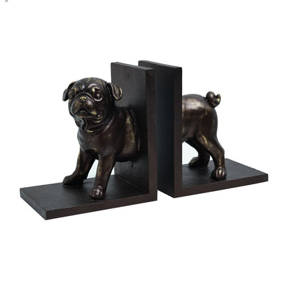 Pug Bookends - Black in Resin