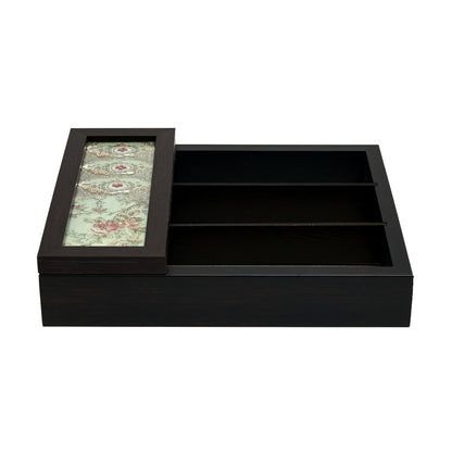 Gul S Cutlery Box -  Green in Wood and Glass