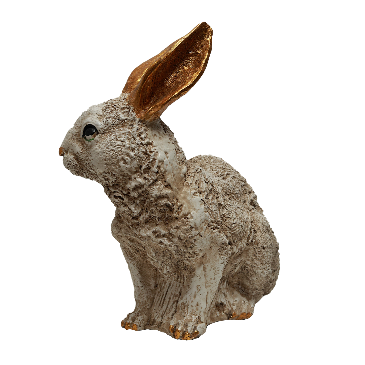 Eared Sitting Rabbit Decorative - Gold in Resin