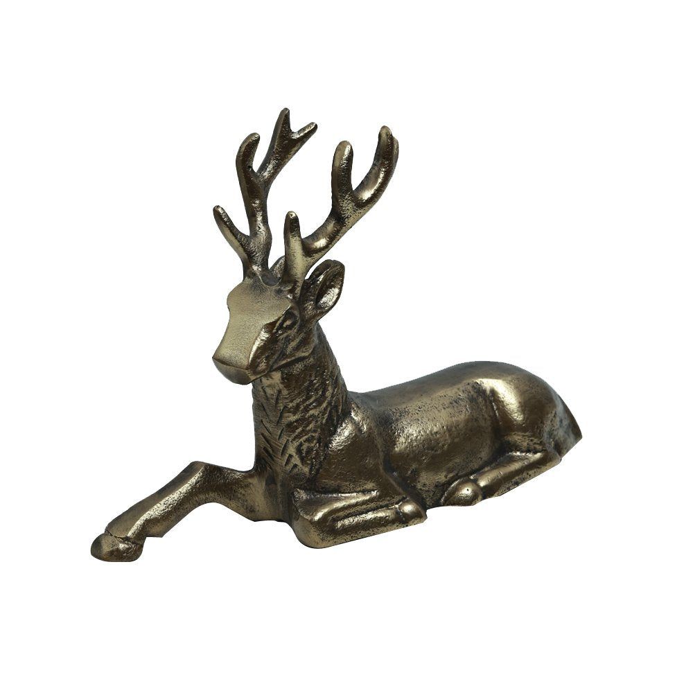 Resting Stag in Antique -  Gold in Metal