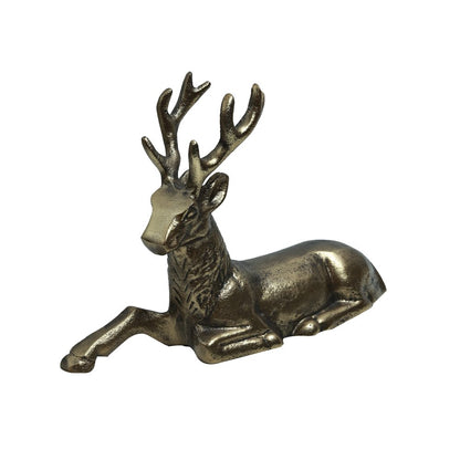 Resting Stag in Antique -  Gold in Metal
