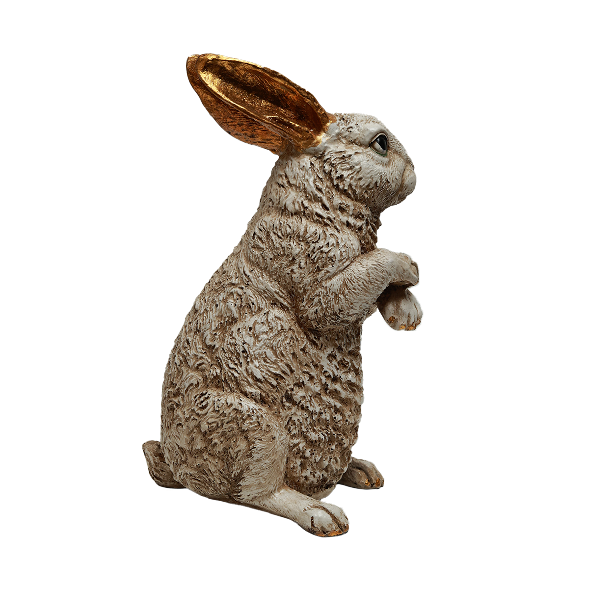 Eared Rabbit Decorative - Gold in Resin