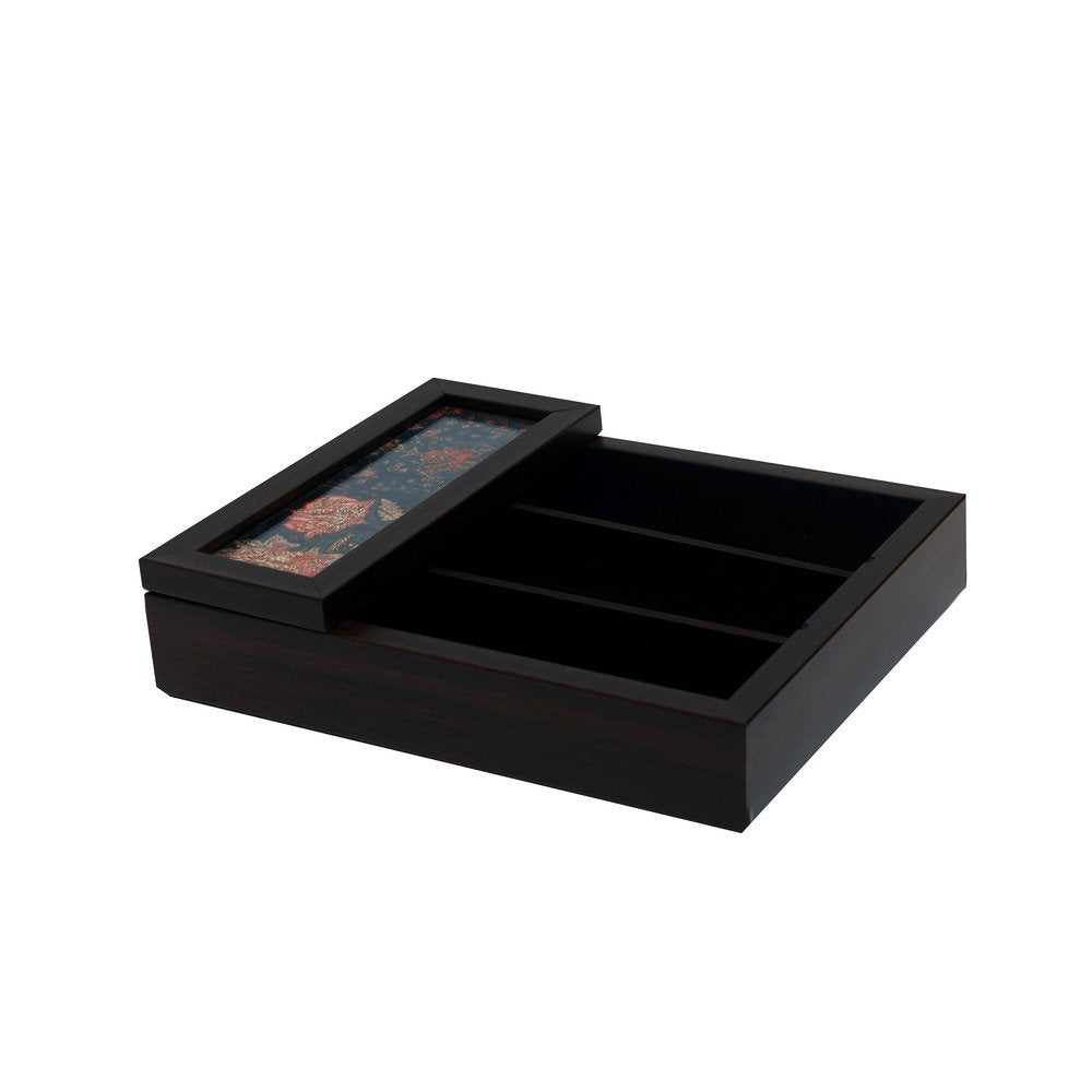 Gulposh Cutlery Box - Blue in Wood and Glass