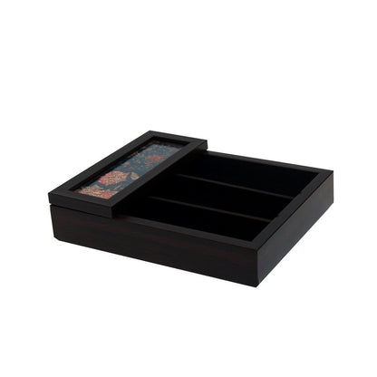 Gulposh Cutlery Box - Blue in Wood and Glass