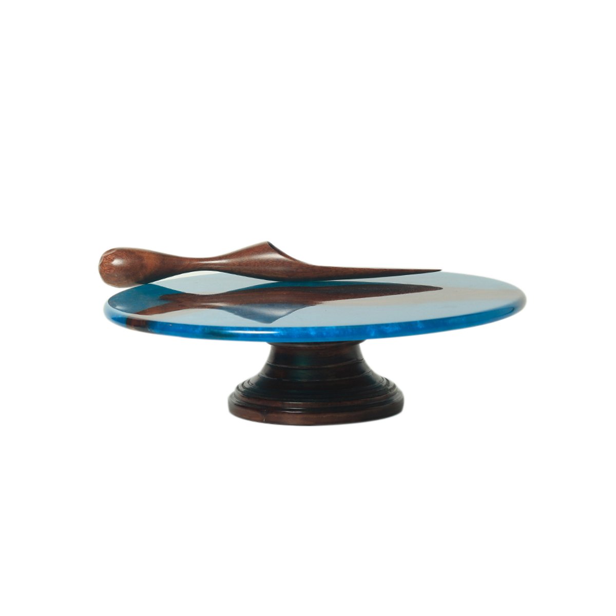 Island Cake Stand - Blue in wood and Resin