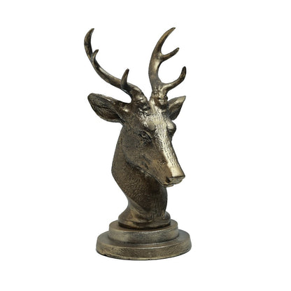 Antlered Deer Statue - Gold in Metal