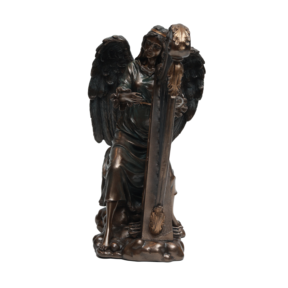 Angel with Harp - Gold in Resin