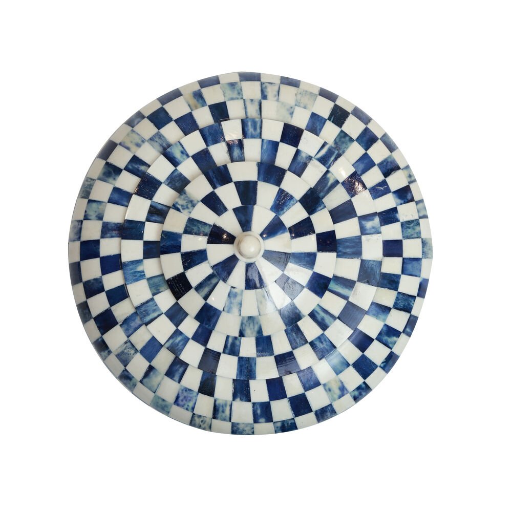 Chequered  Box - Blue  in Inlay and Wood