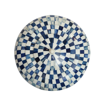 Chequered  Box - Blue  in Inlay and Wood
