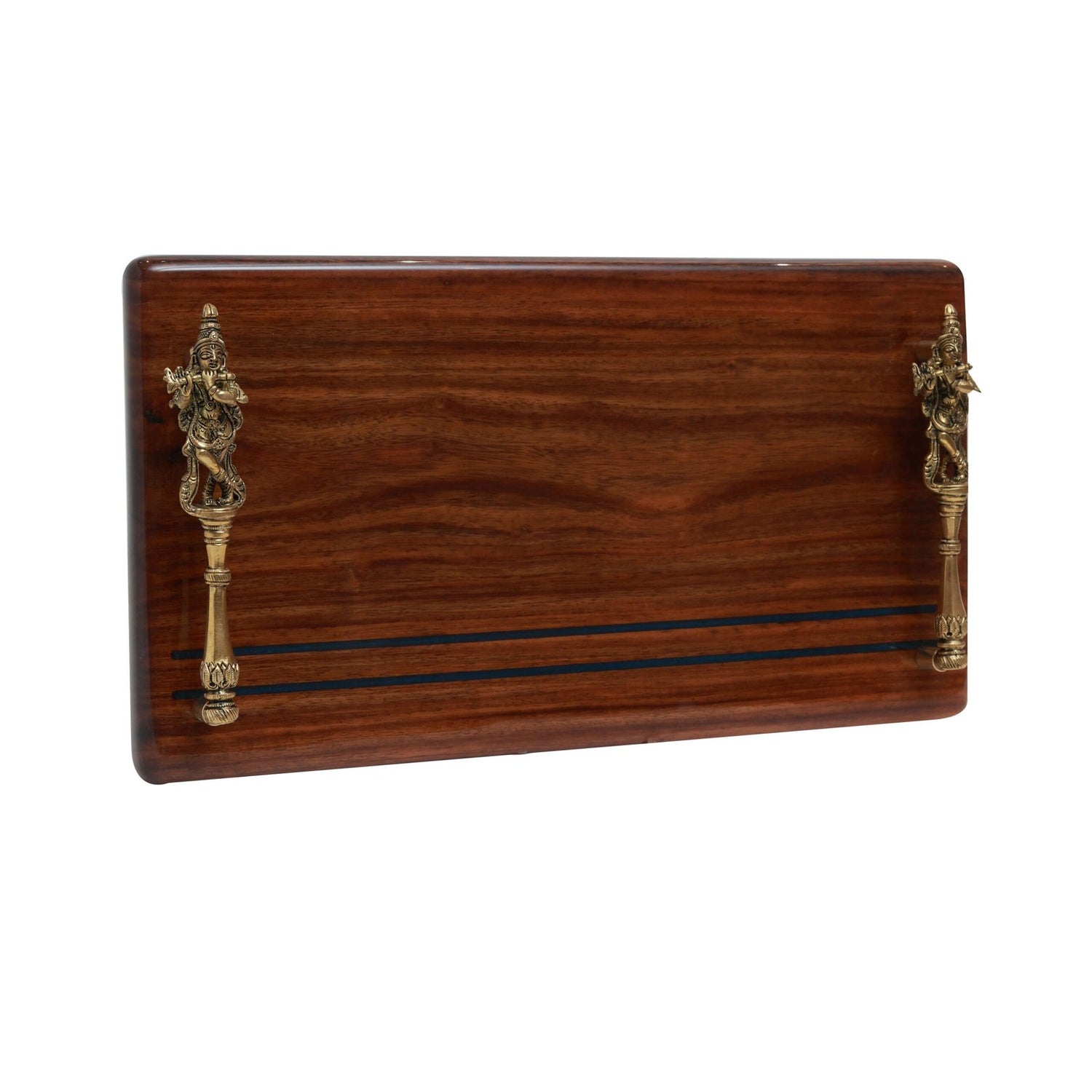 Krishna wooden Tray - Brass and Wood