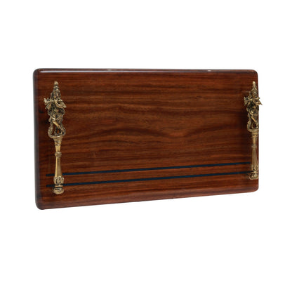 Krishna wooden Tray - Brass and Wood