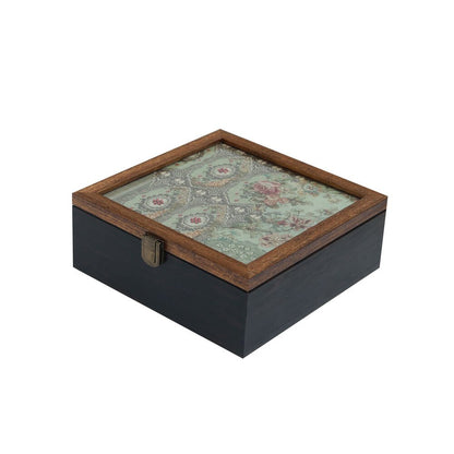 Gulposh Box - Square Green in Wood and Glass