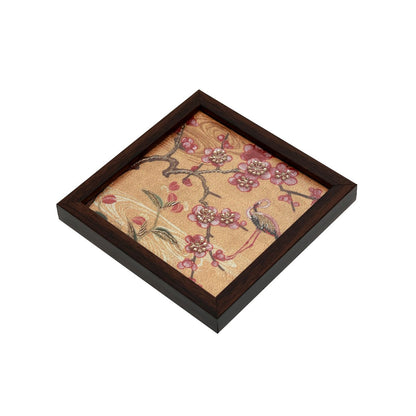 Odyssey Jharokha Coaster - Yellow in Wood and Glass