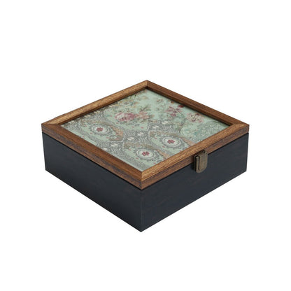 Gulposh Box - Square Green in Wood and Glass