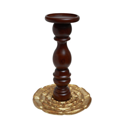 Candle Pillars - Brown in Teak Wood