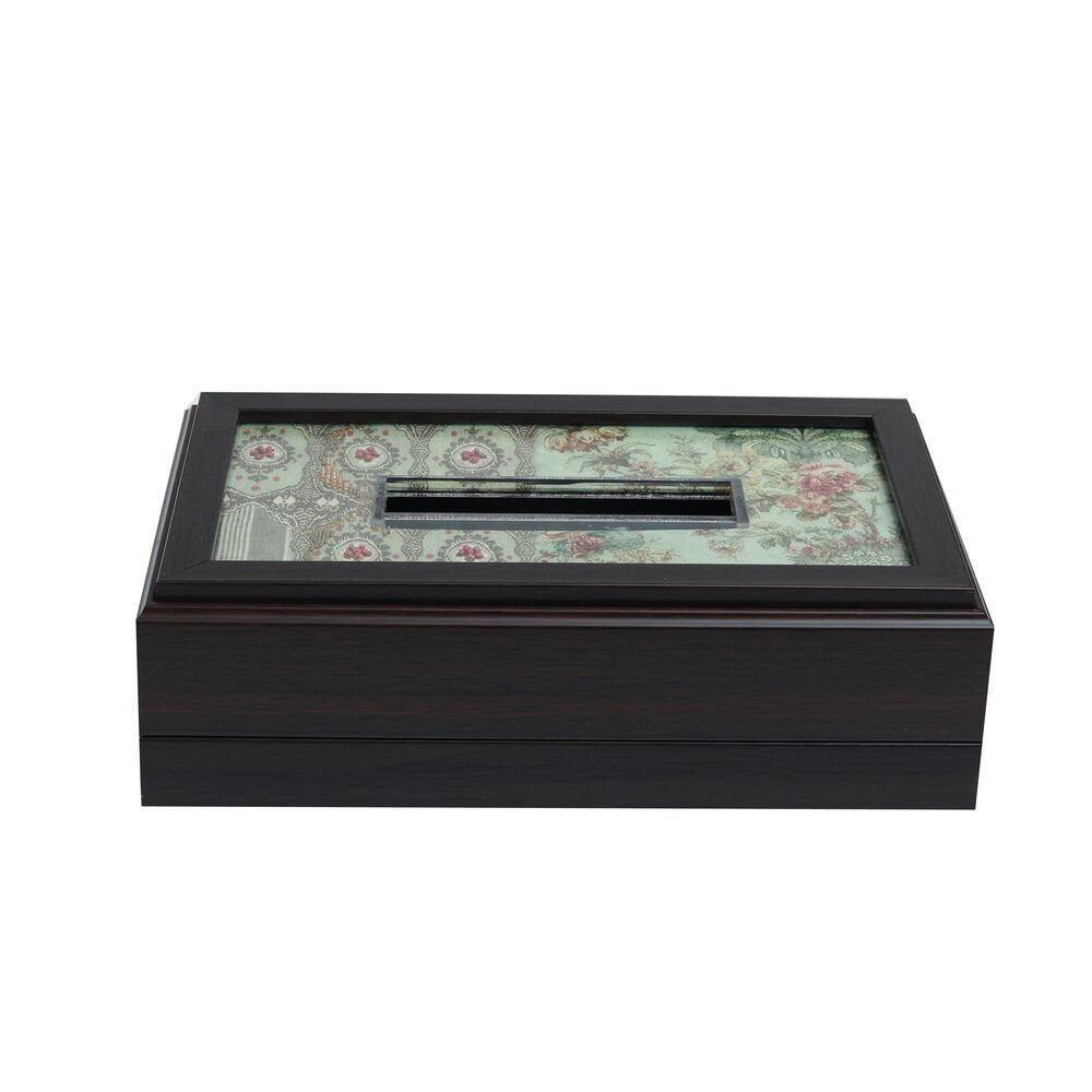 Gulposh Tissue Box Cover - Green in Wood and Glass