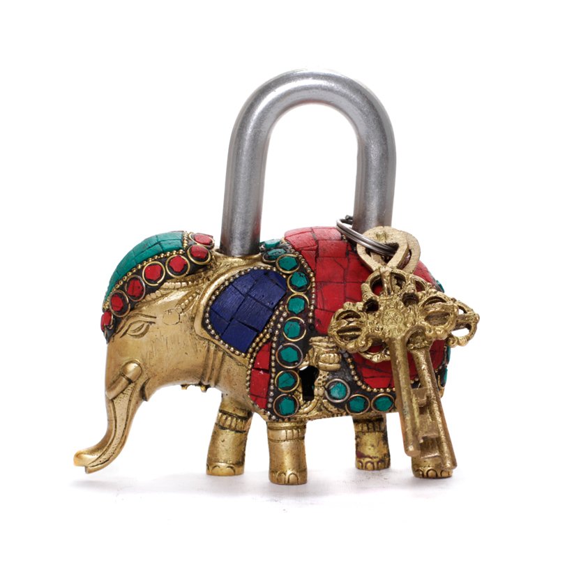 Elephant Lock - Firoza in Brass