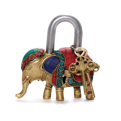 Elephant Lock - Firoza in Brass