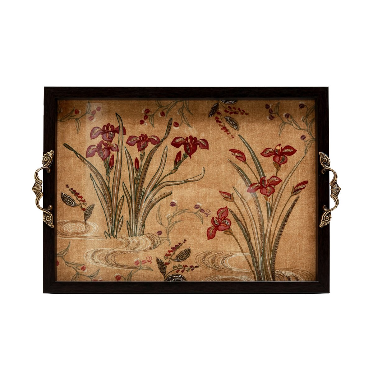 Odyssey Vanya Tray - Beige in Wood and Glass