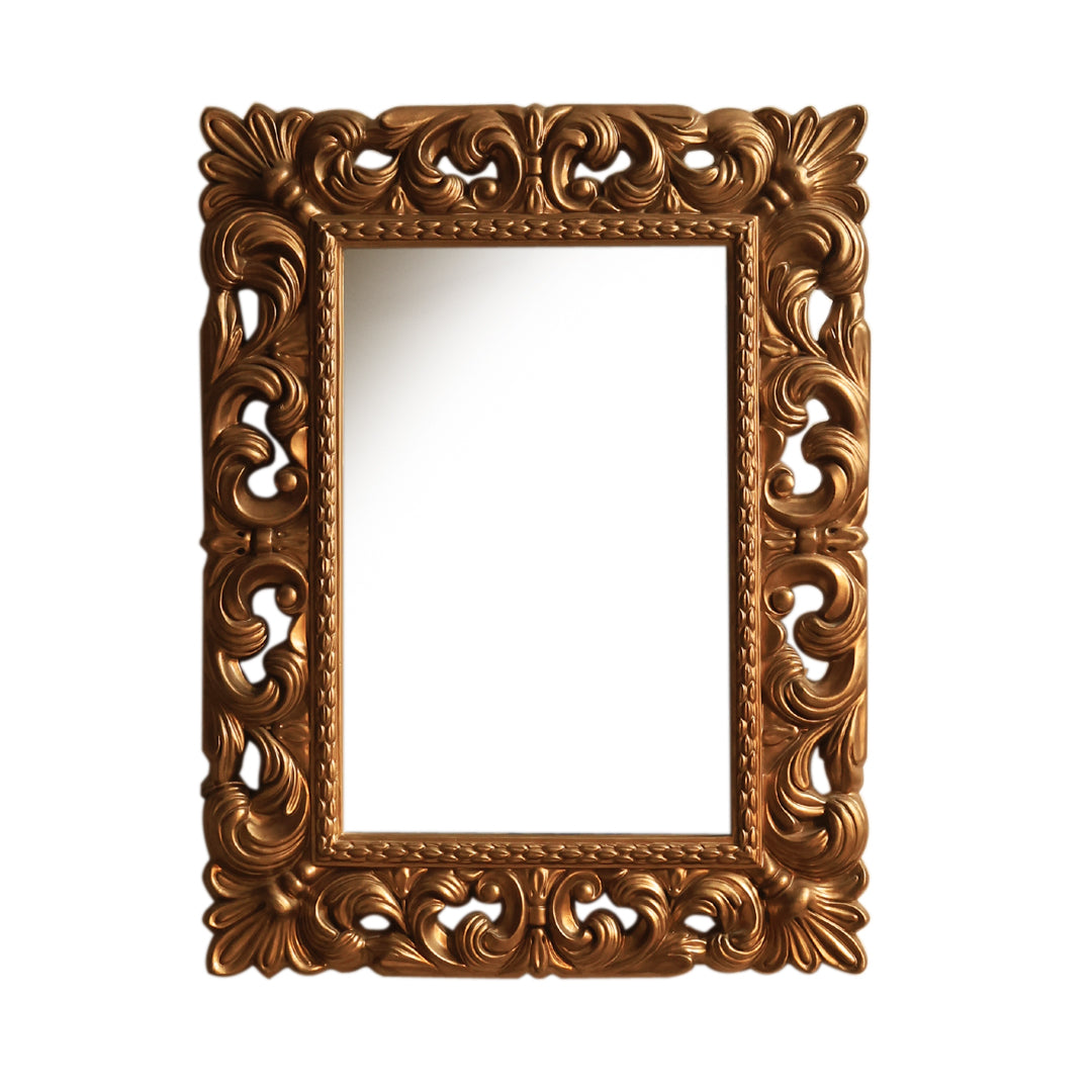 Heirloom Hand-Carved Mirror - Gold in Teak Wood