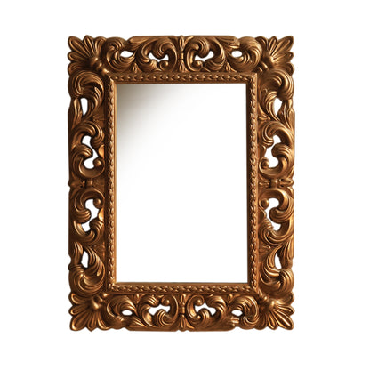 Heirloom Hand-Carved Mirror - Gold in Teak Wood