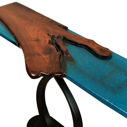 Eternal River Console- Teak Wood and Resin