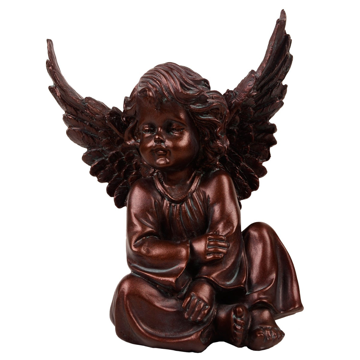Seated Garden Angel - Brown in Composite Marble